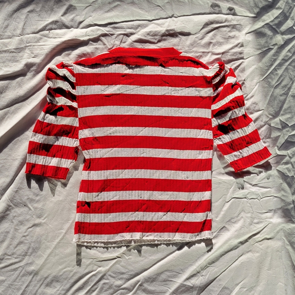 Zara Red and White Striped Crop Top - Picture 2 of 3